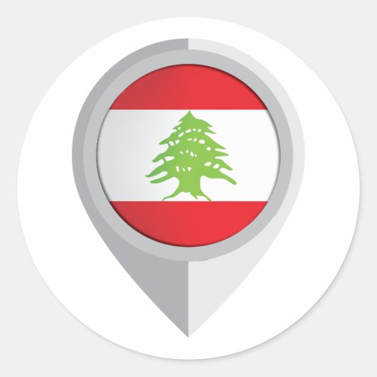 Standortflagge des Libanon-Buttons Runder Aufkleber (Vorderseite)