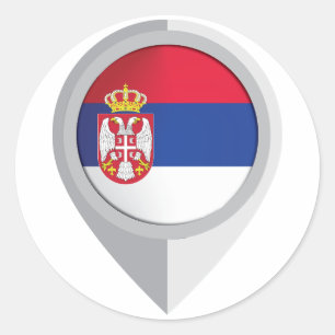 Standortflagge für Serbien Button Runder Aufkleber