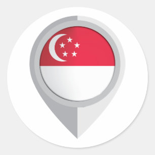 Standortflagge für Singapur-Button Runder Aufkleber