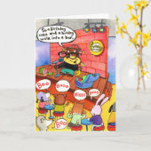 Standup Comic macht Comedy. Crowd Booing. Karte (Gelbe Blume)