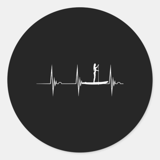 Standup Paddle Board Hebeat Ekg Pulssup Surfer Runder Aufkleber (Vorderseite)