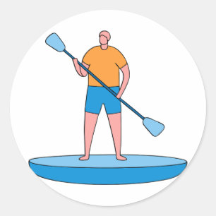 Standup Paddle Board Retro Vintage Design Geschenk Runder Aufkleber