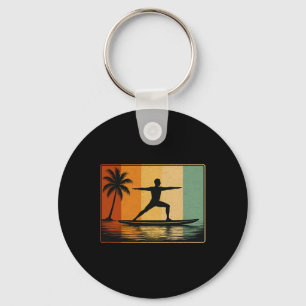Standup Paddle Board Yoga für Männer Vintage Surfe Schlüsselanhänger