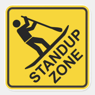 Standup Paddleboarding Zone Road Sign Quadratischer Aufkleber