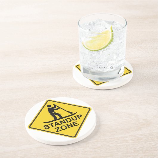 Standup Paddleboarding Zone Road Sign Sandstein Untersetzer (Seite)