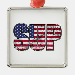 Standup Paddling SUP American Flag Ornament Aus Metall