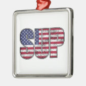 Standup Paddling SUP American Flag Ornament Aus Metall (Links)