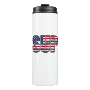Standup Paddling SUP American Flag Thermosbecher