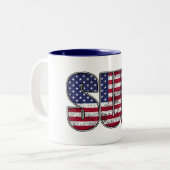 Standup Paddling SUP American Flag Zweifarbige Tasse (Vorderseite Links)
