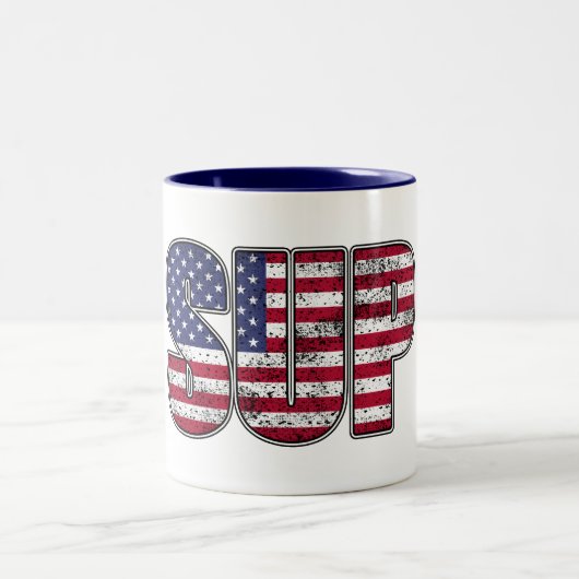 Standup Paddling SUP American Flag Zweifarbige Tasse (Mittel)
