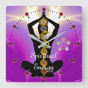 STANGE VON ASCLEPIUS 7 CHAKRAS, YOGA-LOTOS-POSE QUADRATISCHE WANDUHR