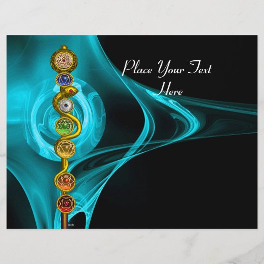 STANGE VON ASCLEPIUS MIT 7 CHAKRAS, GEISTIGE FLYER (Vorne)