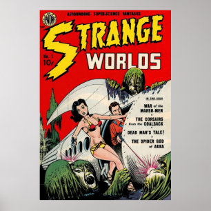STANGE WORLDS Science Fiction Comic Buchabdeckung Poster