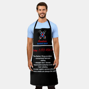 Stangen-Logo Schwarz Rot Navy Friseur Schürze