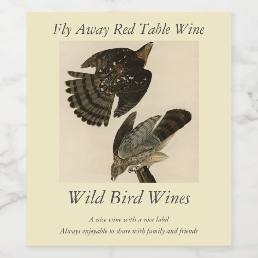 Stanley (Cooper's) Hawk Audubons Vögel von Amerika Weinetikett (Einzelnes Label)