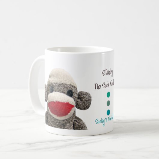 Stanley die Socken-Affe-Tasse Kaffeetasse (Vorderseite Links)