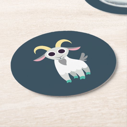 Stanley die Ziege Runder Pappuntersetzer (Angewinkelt)