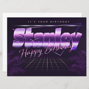 Stanley Name Vorname lila retro Karte Geburtstag