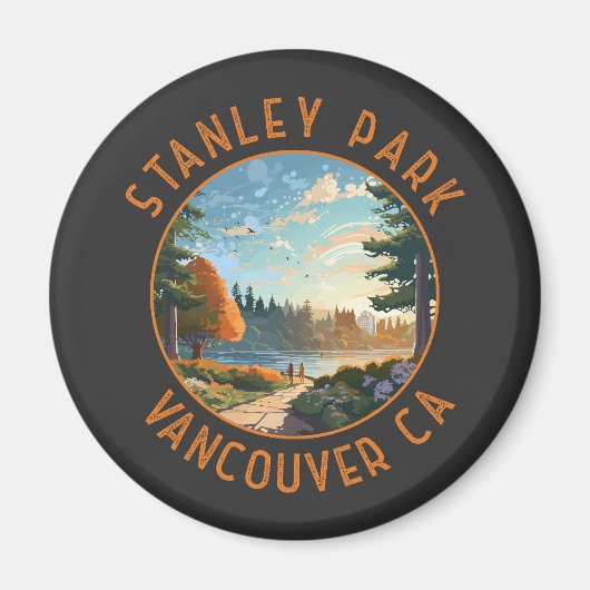 Stanley Park Vancouver Canada Retro Distressed Art Magnet (Vorne)