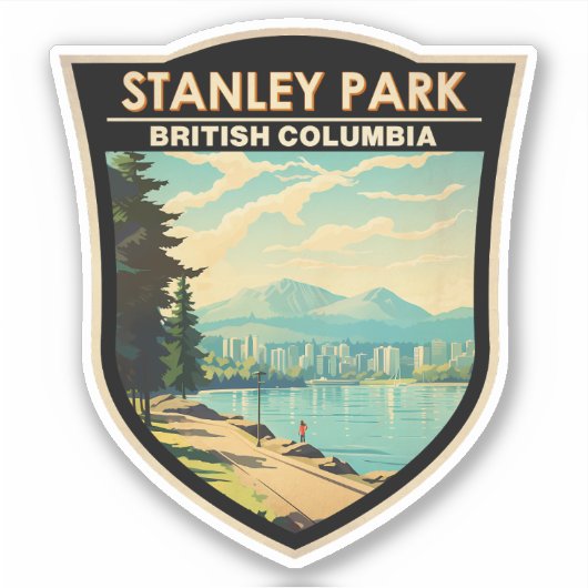 Stanley Park Vancouver Canada Travel Art Vintag Aufkleber (Vorderseite)