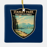 Stanley Park Vancouver Canada Travel Art Vintag Keramikornament<br><div class="desc">Stanley Park im Stil der Vektorkunst. Als Vancouvers erster Park mit seinen blühenden Gärten,  unberührten Küstengebieten und rund 500.000 Zedern-,  Tannen- und Häuserbäumen.</div>
