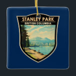 Stanley Park Vancouver Canada Travel Art Vintag Keramikornament<br><div class="desc">Stanley Park im Stil der Vektorkunst. Als Vancouvers erster Park mit seinen blühenden Gärten,  unberührten Küstengebieten und rund 500.000 Zedern-,  Tannen- und Häuserbäumen.</div>