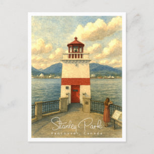 Stanley Park Vancouver Vintag Watercolor Feiertagspostkarte