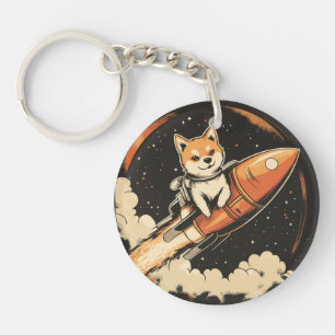 Stanley Shiba Inu auf einem Rocket Key Ring Schlüsselanhänger