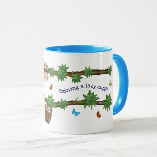 Stanley Sloth blue 'genießt eine faule Cuppa' Tass Tasse (VorderseiteRechts)