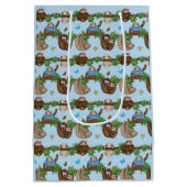 Stanley Sloth Blue personalisierte Geschenktasche Mittlere Geschenktüte (Rückseite)