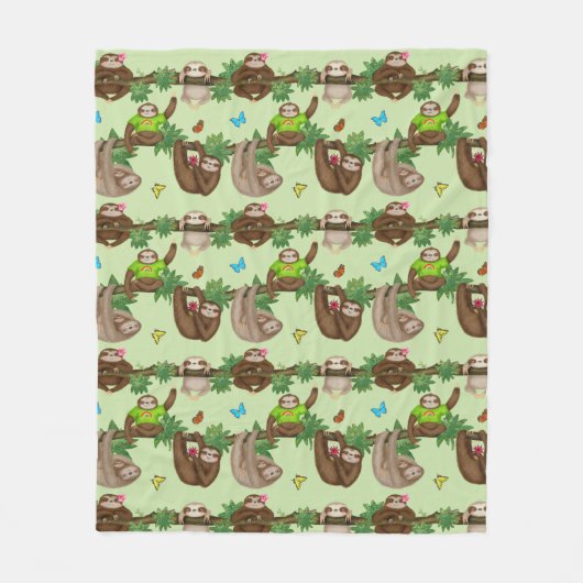 Stanley Sloth & Friends gemütliche grüne Fleece-De Fleecedecke (Vorderseite)