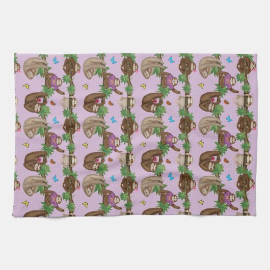 Stanley Sloth & friends lila Teetuch Geschirrtuch (Horizontal)