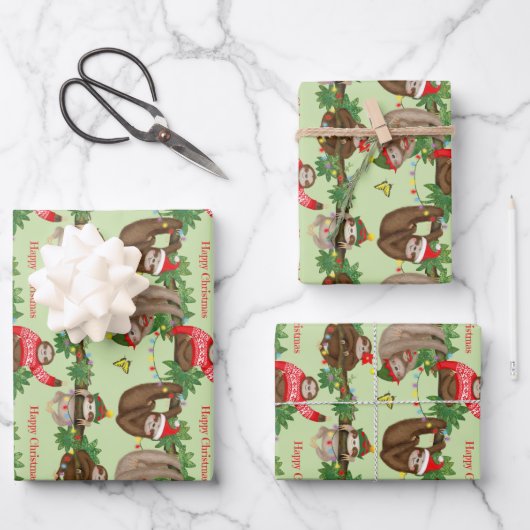 Stanley Sloth & Friends Weihnachtspapier Geschenkpapier Set (Vorderseite)