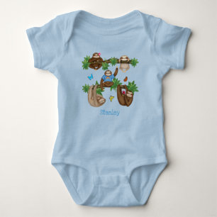 Stanley Sloth personalisiert-Blue-Baby-Bodysuit Baby Strampler