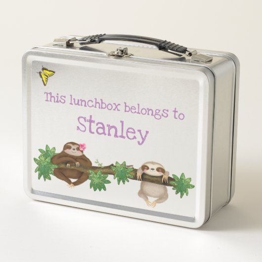 Stanley Sloth personalisiert Lunchbox (lila) (Vorderseite)