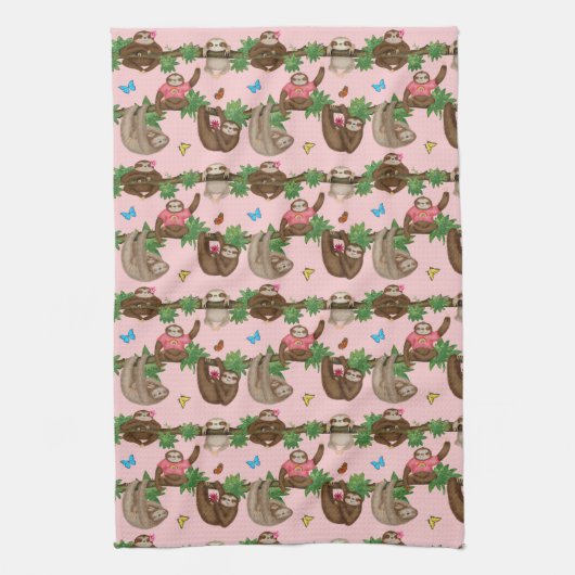 Stanley Sloth und Freunde rosa Teetüchern Geschirrtuch (Vertikal)