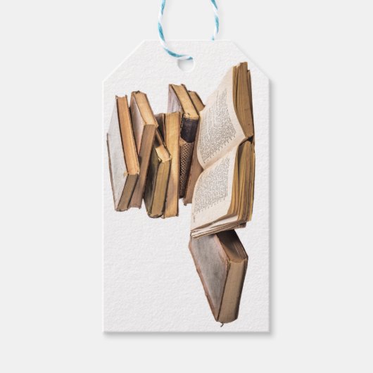 Stapel alter Bücher Geschenkanhänger (Vorderseite)