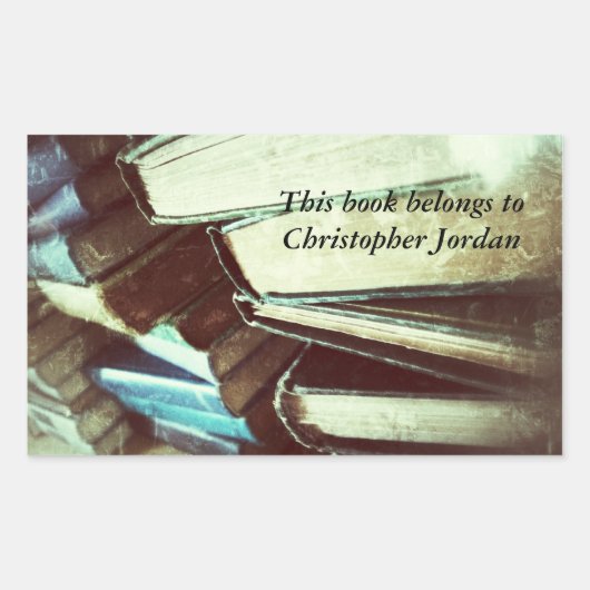 Stapel alter Buchzeichen-Aufkleber Rechteckiger Aufkleber (Vorderseite)