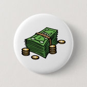 Stapel Bargeld mit Münzen Geld Button (Vorderseite)