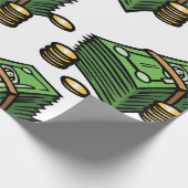 Stapel Bargeld mit Münzen Geld Geschenkpapier (Ecke)