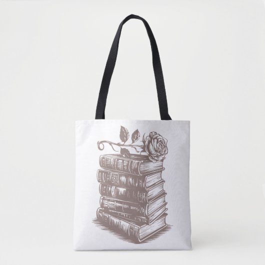 Stapel Bücher belegt mit einer Rose Tasche (Vorderseite)