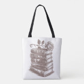 Stapel Bücher belegt mit einer Rose Tasche (Rückseite)