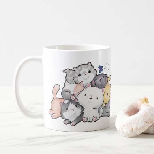 Stapel der Kätzchen Kaffeetasse (Mit Donut)