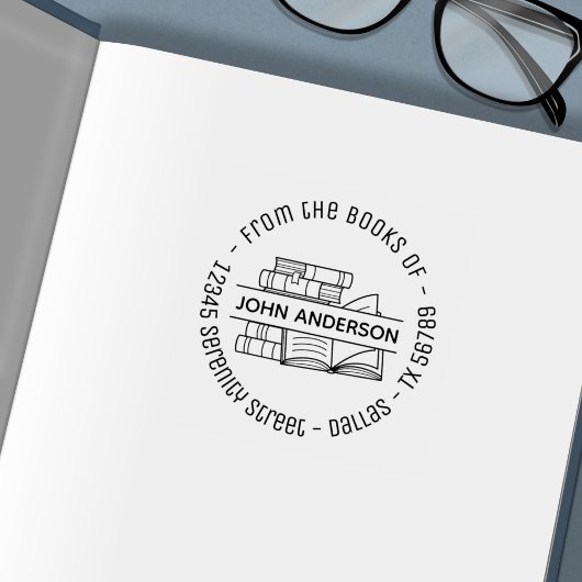 Stapel des Buchzeichens "Runde Bücher" Permastempel