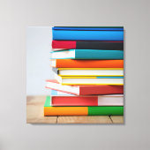 Stapel farbiger Lehrbücher Leinwanddruck (Vorderseite)
