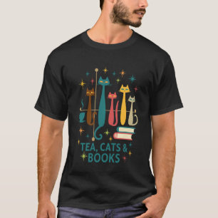 Stapel Katzen mit Tee und Büchern Illustration