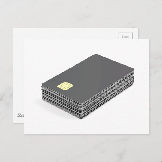 Stapel mit leeren Plastikkarten mit Chip Postkarte (Vorne/Hinten)