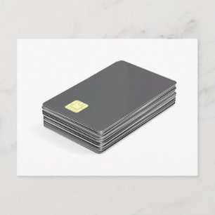 Stapel mit leeren Plastikkarten mit Chip Postkarte