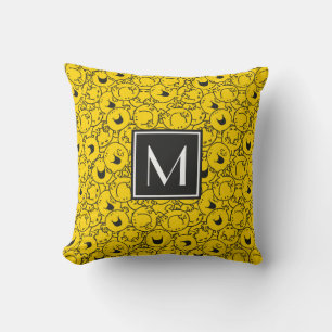 Stapel mit Yellow Smiles Muster   Monogramm Kissen