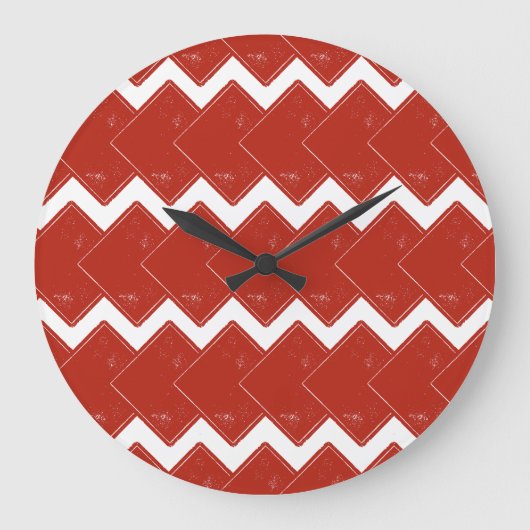 Stapel roter Quadrate Große Wanduhr (Vorderseite)